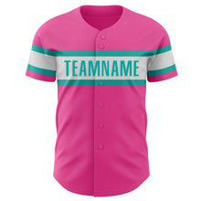 Charger l&#39;image dans la galerie, Custom Pink White-Aqua Authentic Baseball Jersey
