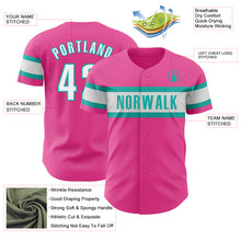 Charger l&#39;image dans la galerie, Custom Pink White-Aqua Authentic Baseball Jersey
