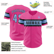 Laden Sie das Bild in den Galerie-Viewer, Custom Pink Light Blue-Black Authentic Baseball Jersey
