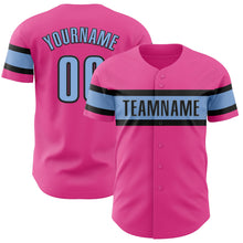 Laden Sie das Bild in den Galerie-Viewer, Custom Pink Light Blue-Black Authentic Baseball Jersey
