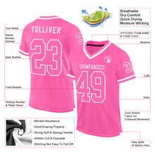 Загрузить изображение в средство просмотра галереи, Custom Pink White Mesh Authentic Throwback Football Jersey
