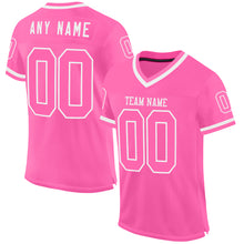 Загрузить изображение в средство просмотра галереи, Custom Pink White Mesh Authentic Throwback Football Jersey
