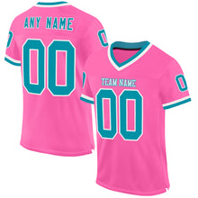 Загрузить изображение в средство просмотра галереи, Custom Pink Teal-White Mesh Authentic Throwback Football Jersey
