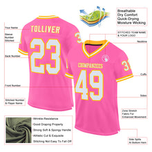 Загрузить изображение в средство просмотра галереи, Custom Pink White-Gold Mesh Authentic Throwback Football Jersey
