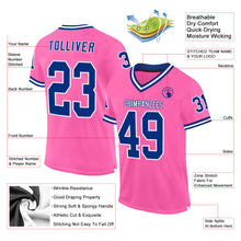 Загрузить изображение в средство просмотра галереи, Custom Pink Royal-White Mesh Authentic Throwback Football Jersey
