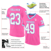 Загрузить изображение в средство просмотра галереи, Custom Pink White-Light Blue Mesh Authentic Throwback Football Jersey
