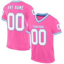 Загрузить изображение в средство просмотра галереи, Custom Pink White-Light Blue Mesh Authentic Throwback Football Jersey
