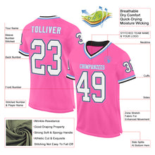 Загрузить изображение в средство просмотра галереи, Custom Pink Black-Light Blue Mesh Authentic Throwback Football Jersey
