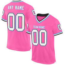 Загрузить изображение в средство просмотра галереи, Custom Pink Black-Light Blue Mesh Authentic Throwback Football Jersey
