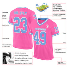 Laden Sie das Bild in den Galerie-Viewer, Custom Pink Light Blue-White Mesh Authentic Throwback Football Jersey
