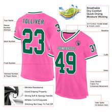 Загрузить изображение в средство просмотра галереи, Custom Pink Kelly Green-White Mesh Authentic Throwback Football Jersey
