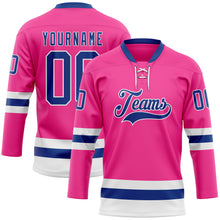 Загрузить изображение в средство просмотра галереи, Custom Pink Royal-White Hockey Lace Neck Jersey
