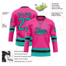 Загрузить изображение в средство просмотра галереи, Custom Pink Aqua-Black Hockey Lace Neck Jersey
