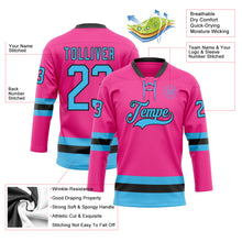 Загрузить изображение в средство просмотра галереи, Custom Pink Sky Blue-Black Hockey Lace Neck Jersey
