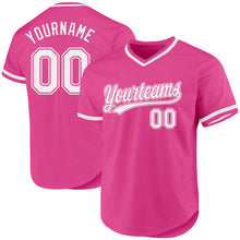 Load image into Gallery viewer, Custom Pink White Authentic Throwback Baseball Jersey
