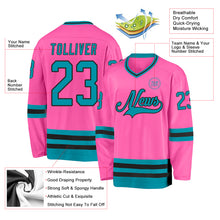 Laden Sie das Bild in den Galerie-Viewer, Custom Pink Teal-Black Hockey Jersey
