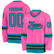 Laden Sie das Bild in den Galerie-Viewer, Custom Pink Teal-Black Hockey Jersey
