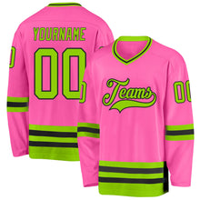 Загрузить изображение в средство просмотра галереи, Custom Pink Neon Green-Black Hockey Jersey
