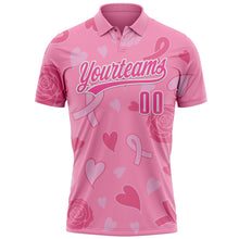 Charger l&#39;image dans la galerie, Custom Pink White 3D Pink Ribbon Breast Cancer Awareness Month Women Health Care Support Performance Polo Shirt
