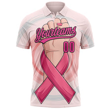 Charger l&#39;image dans la galerie, Custom Light Pink Pink-Black 3D Breast Cancer Awareness Month With Woman Hand And Pink Ribbon Women Health Care Support Performance Polo Shirt
