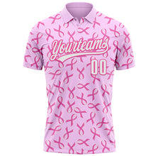 Charger l&#39;image dans la galerie, Custom Pink White 3D Pink Ribbon Breast Cancer Awareness Month Women Health Care Support Performance Polo Shirt
