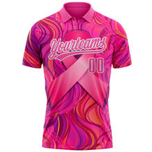 Load image into Gallery viewer, Custom Pink White 3D Pink Ribbon Breast Cancer Awareness Month Women Health Care Support Performance Polo Shirt
