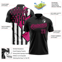 Laden Sie das Bild in den Galerie-Viewer, Custom Black Hot Pink-White 3D Pink Ribbon Breast Cancer Awareness Month Women Health Care Support Performance Polo Shirt
