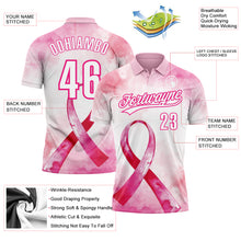 Загрузить изображение в средство просмотра галереи, Custom Pink White-Hot Pink 3D Pink Ribbon Breast Cancer Awareness Month Women Health Care Support Performance Polo Shirt
