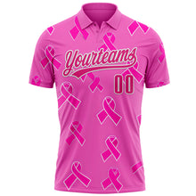 Charger l&#39;image dans la galerie, Custom Pink Hot Pink-White 3D Pink Ribbon Breast Cancer Awareness Month Women Health Care Support Performance Polo Shirt
