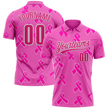 Charger l&#39;image dans la galerie, Custom Pink Hot Pink-White 3D Pink Ribbon Breast Cancer Awareness Month Women Health Care Support Performance Polo Shirt
