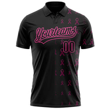 Загрузить изображение в средство просмотра галереи, Custom Black Pink 3D Pink Ribbon Breast Cancer Awareness Month Women Health Care Support Performance Polo Shirt
