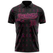 Загрузить изображение в средство просмотра галереи, Custom Black Pink 3D Pink Ribbon Breast Cancer Awareness Month Women Health Care Support Performance Polo Shirt
