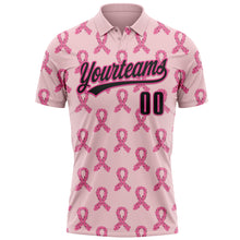 Load image into Gallery viewer, Custom Pink Black 3D Pink Ribbon Breast Cancer Awareness Month Women Health Care Support Performance Polo Shirt
