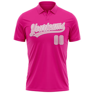 Custom Pink Light Pink-White 3D Pink Ribbon Breast Cancer Awareness Month Women Health Care Support Performance Polo Shirt