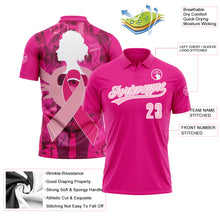 Загрузить изображение в средство просмотра галереи, Custom Pink Light Pink-White 3D Pink Ribbon Breast Cancer Awareness Month Women Health Care Support Performance Polo Shirt
