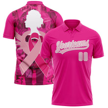 Charger l&#39;image dans la galerie, Custom Pink Light Pink-White 3D Pink Ribbon Breast Cancer Awareness Month Women Health Care Support Performance Polo Shirt
