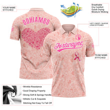 Загрузить изображение в средство просмотра галереи, Custom Medium Pink Pink-White 3D Pink Ribbon Breast Cancer Awareness Month Women Health Care Support Performance Polo Shirt
