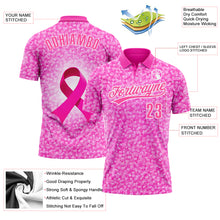 Charger l&#39;image dans la galerie, Custom Deep Pink Pink-White 3D Pink Ribbon Breast Cancer Awareness Month Women Health Care Support Performance Polo Shirt
