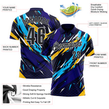 Laden Sie das Bild in den Galerie-Viewer, Custom Navy Black-Gray 3D Bowling Performance Polo Shirt
