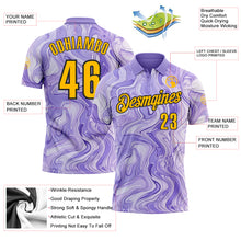 Laden Sie das Bild in den Galerie-Viewer, Custom Purple Gold-Black 3D Bowling Abstract Liquid Performance Polo Shirt
