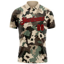 Laden Sie das Bild in den Galerie-Viewer, Custom Camo Red-Black 3D Bowling Performance Salute To Service Polo Shirt
