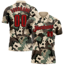 Laden Sie das Bild in den Galerie-Viewer, Custom Camo Red-Black 3D Bowling Performance Salute To Service Polo Shirt
