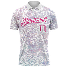 Laden Sie das Bild in den Galerie-Viewer, Custom White Hot Pink 3D Bowling Vintage Floral Performance Polo Shirt
