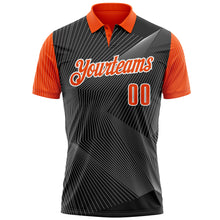 Laden Sie das Bild in den Galerie-Viewer, Custom Black Orange-White 3D Bowling Line Performance Polo Shirt
