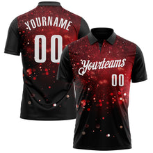 Laden Sie das Bild in den Galerie-Viewer, Custom Black Red-White 3D Bowling Glowing Star Performance Polo Shirt
