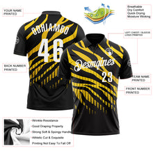 Laden Sie das Bild in den Galerie-Viewer, Custom Black Yellow-White 3D Bowling Dot Performance Polo Shirt
