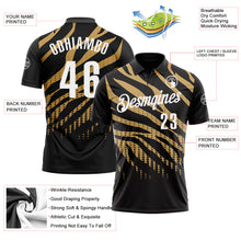 Laden Sie das Bild in den Galerie-Viewer, Custom Black Old Gold-White 3D Bowling Dot Performance Polo Shirt
