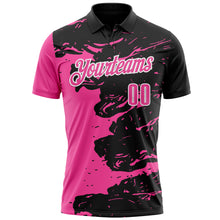 Laden Sie das Bild in den Galerie-Viewer, Custom Black Pink-White 3D Bowling Splash Ink Performance Polo Shirt
