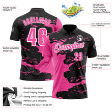 Laden Sie das Bild in den Galerie-Viewer, Custom Black Pink-White 3D Bowling Splash Ink Performance Polo Shirt
