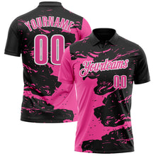 Charger l&#39;image dans la galerie, Custom Black Pink-White 3D Bowling Splash Ink Performance Polo Shirt
